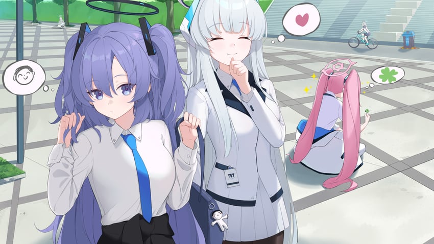 sensei, yuuka, doodle sensei, shiroko, mika, and 2 more (blue archive) drawn by trigonometric_function