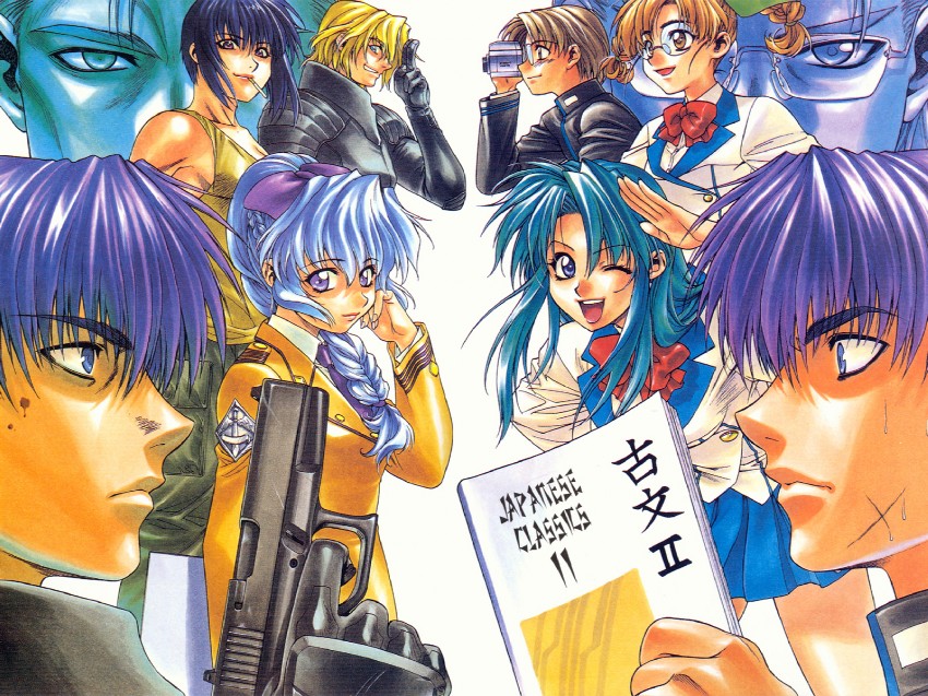chidori kaname, teletha testarossa, sagara sousuke, melissa mao, tokiwa kyouko, and 3 more (full metal panic!) drawn by tateo_retsu