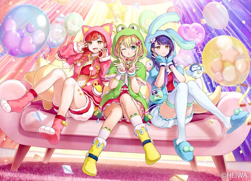 kirishima luna, kirishima haru, and nijikawa laki (haruluna and 1 more) drawn by tokeshi