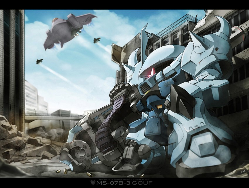 gouf custom, dopp, and gaw (gundam and 2 more) drawn by kaz_(kaz323)