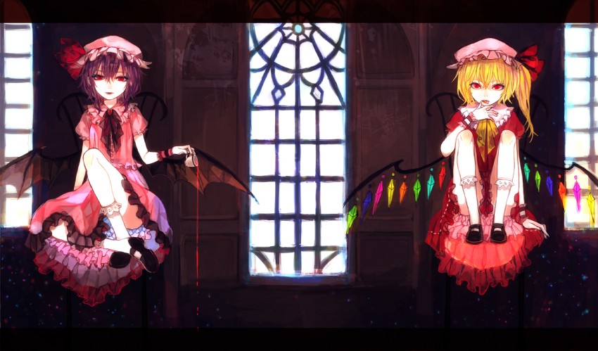 remilia scarlet and flandre scarlet (touhou) drawn by soono_(rlagpfl)