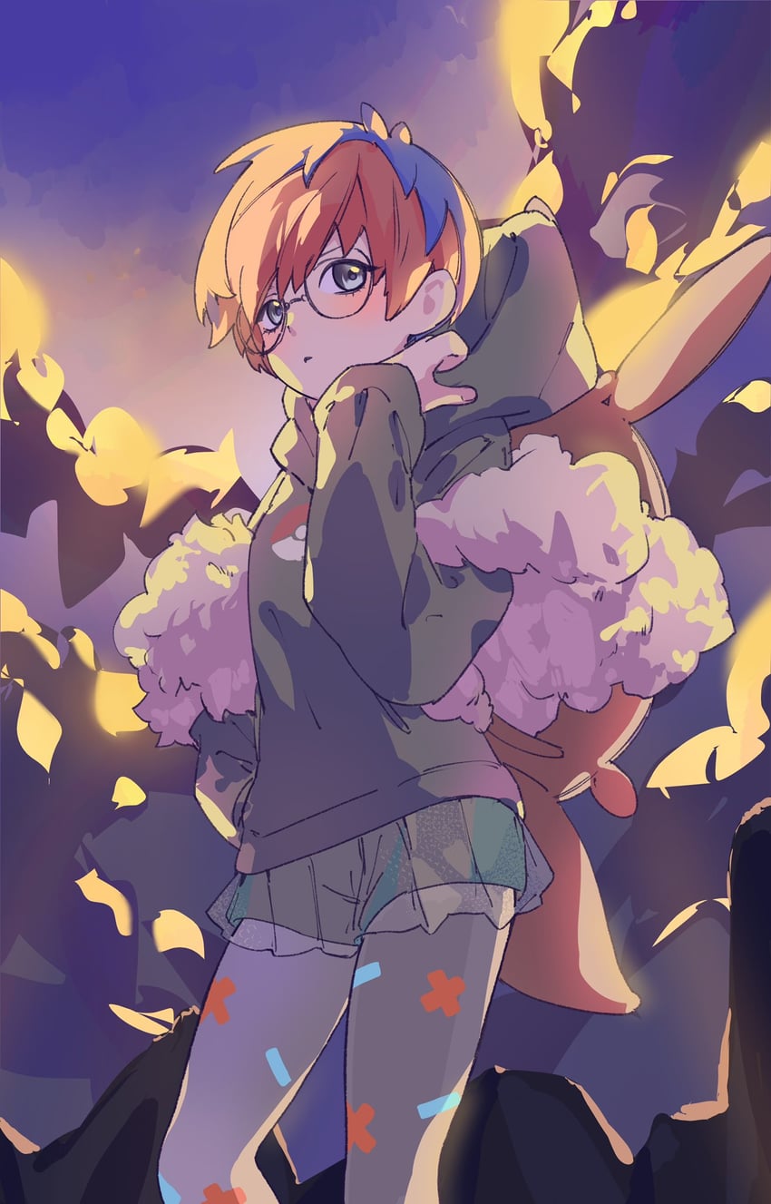 eevee and penny (pokemon and 1 more) drawn by valentine_(02140314c)