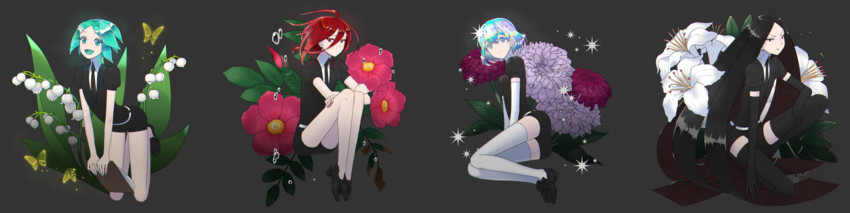 phosphophyllite, diamond, cinnabar, and bort (houseki no kuni) drawn by fuwafuwa_tamagotoji