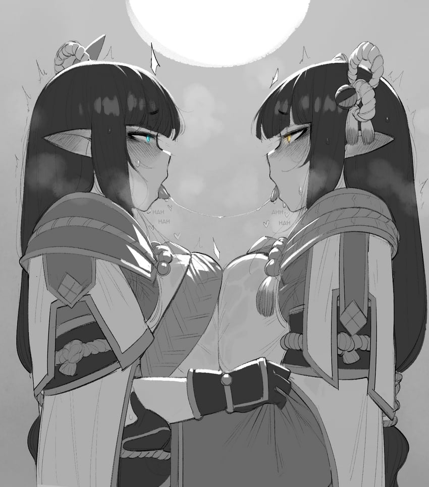 hinoa and minoto (monster hunter and 1 more) drawn by krekkov