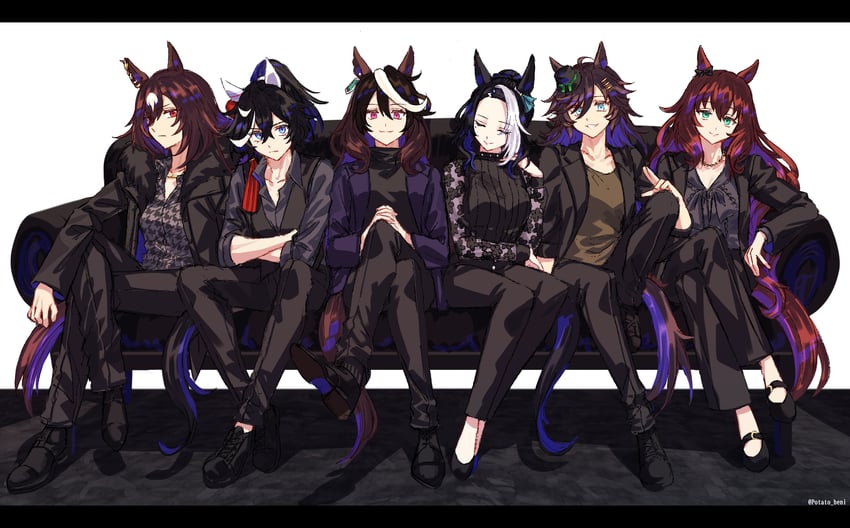 symboli rudolf, sirius symboli, mr. c.b., katsuragi ace, maruzensky, and 1 more (umamusume) drawn by jagaimobeniko