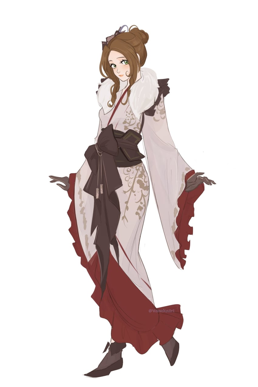 aerith gainsborough (final fantasy and 2 more) drawn by vanekairi