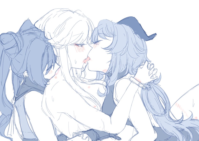 ganyu, keqing, and ningguang (genshin impact) drawn by hinagi_(fox_priest)