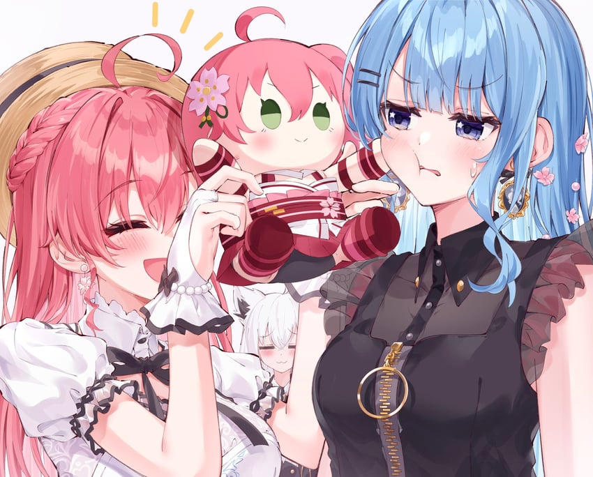 shirakami fubuki, hoshimachi suisei, and sakura miko (hololive) drawn by muyamii