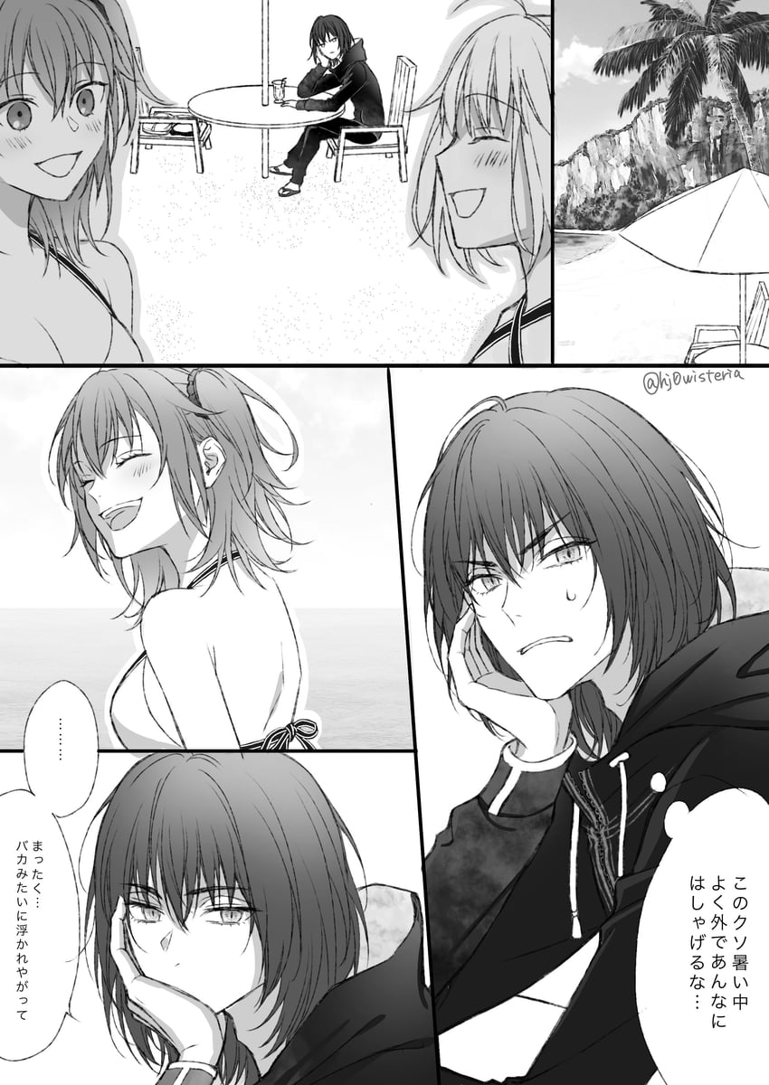 artoria pendragon, fujimaru ritsuka, artoria caster, and oberon (fate and 1 more) drawn by hj0wisteria