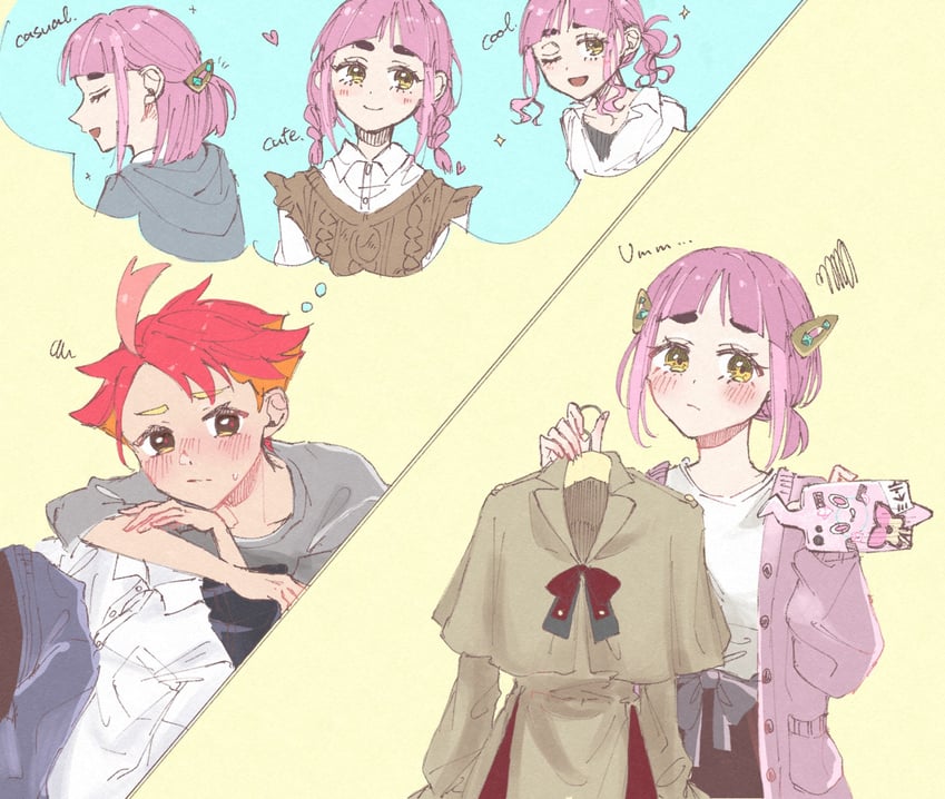 rotom, rotom phone, lacey, and crispin (pokemon and 1 more) drawn by mirumeru