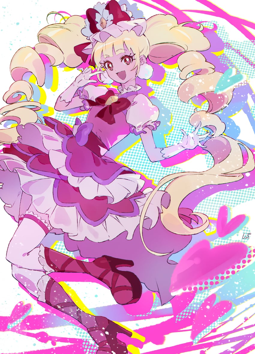 aisaki emiru and cure macherie (precure and 1 more) drawn by shipu_(gassyumaron)