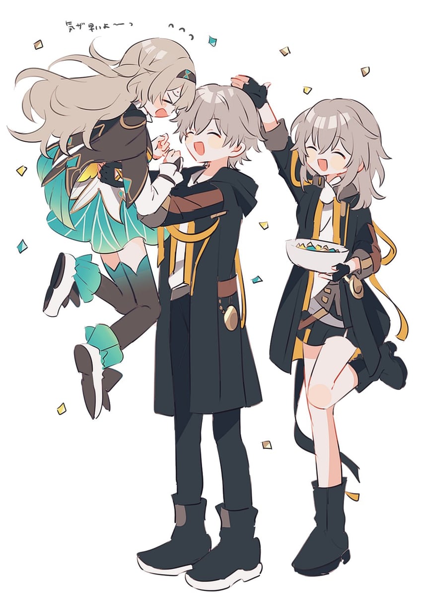 trailblazer, firefly, stelle, and caelus (honkai and 1 more) drawn by gg_suyari