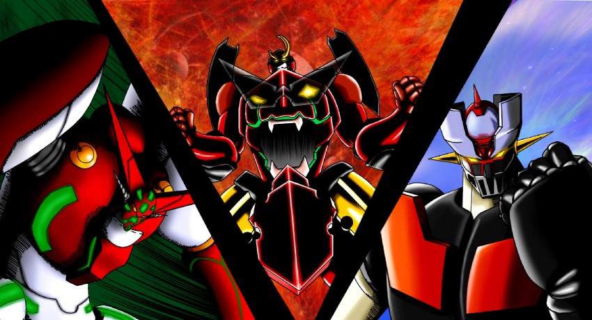 gurren-lagann, mazinger z, and shin getter-1 (tengen toppa gurren lagann and 7 more) drawn by abushyobe