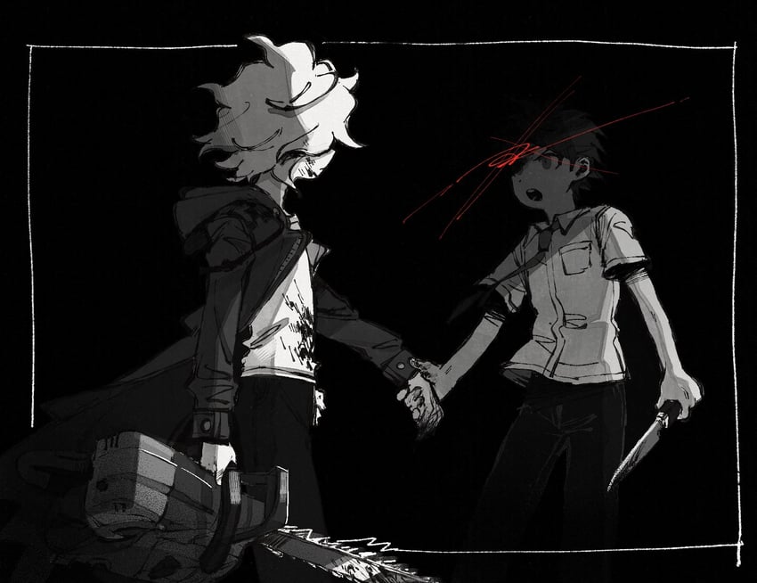 komaeda nagito and hinata hajime (danganronpa and 1 more) drawn by r9rpd