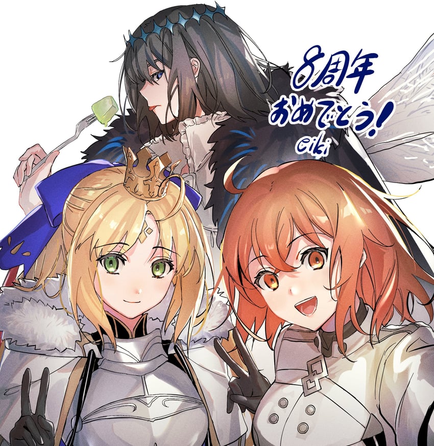artoria pendragon, fujimaru ritsuka, artoria caster, and oberon (fate and 1 more) drawn by eiki_(eikityou_55)