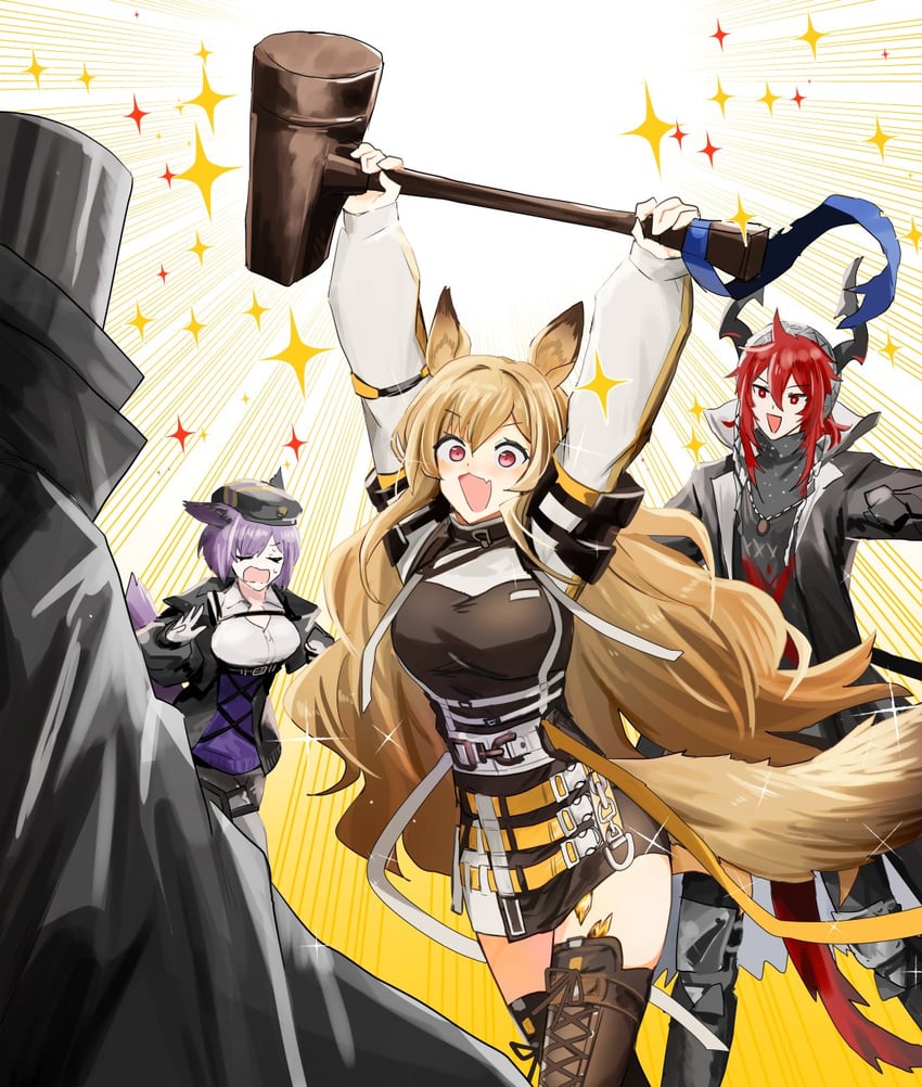 ceobe, dur-nar, sesa, and cannot goodenough (arknights) drawn by iwashi_80