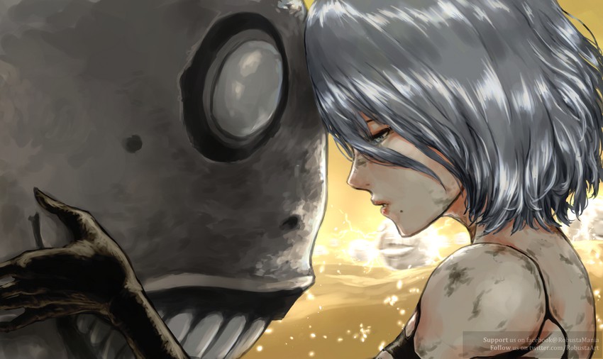 a2 and emil (nier and 1 more) drawn by robusta_mania