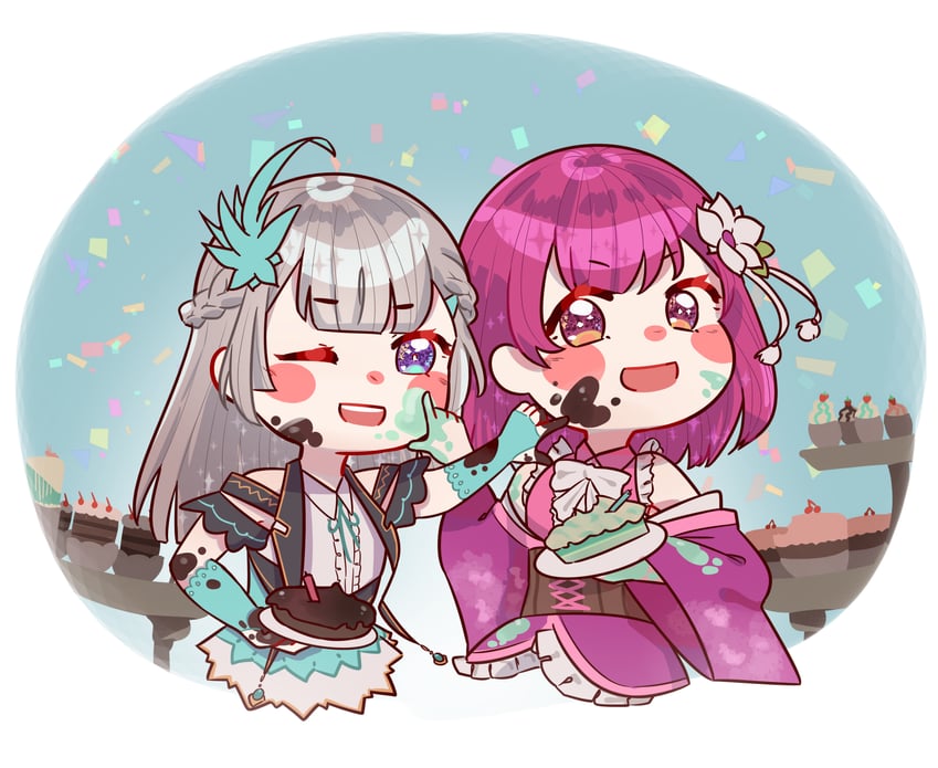tokiwa nanaka and shizumi konoha (mahou shoujo madoka magica and 1 more) drawn by mogu_m.g
