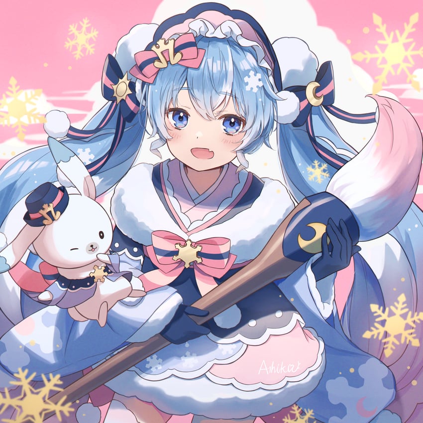 hatsune miku, yuki miku, and rabbit yukine (vocaloid) drawn by ashika_(yftcc948)