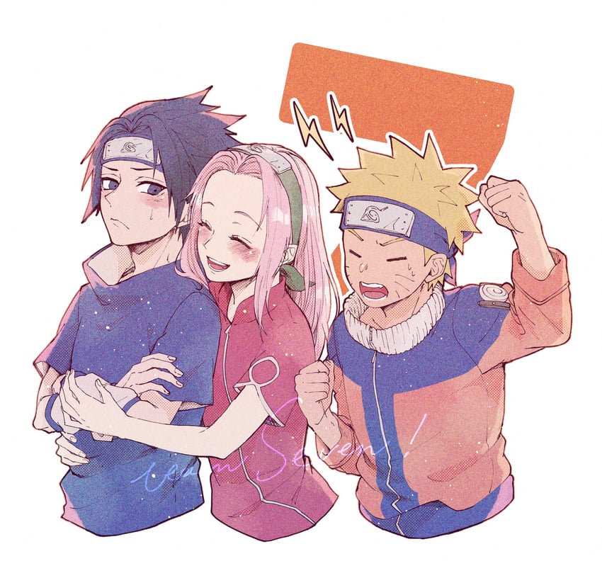 haruno sakura, uzumaki naruto, and uchiha sasuke (naruto) drawn by suzu_(tg_390)