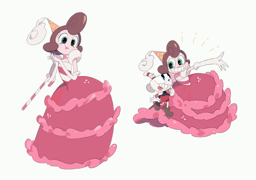 cuphead and baroness von bon bon (cuphead) drawn by jj_mung