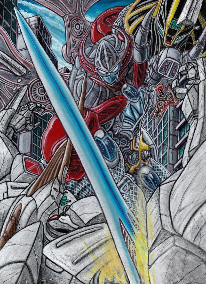 megazord (power rangers) drawn by furuta_yoroshi