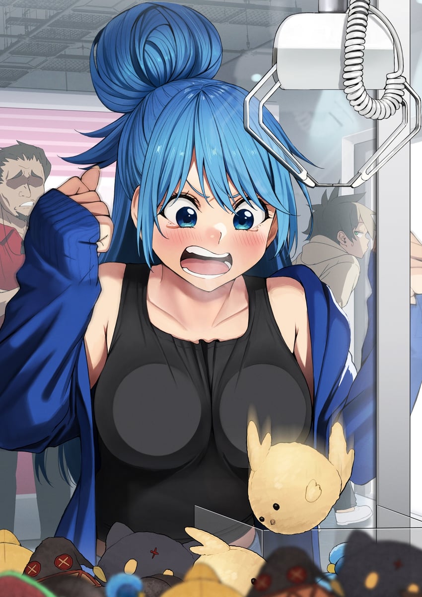 aqua, satou kazuma, chomusuke, emperor zel, and hans (kono subarashii sekai ni shukufuku wo!) drawn by izawa_(bhive003)