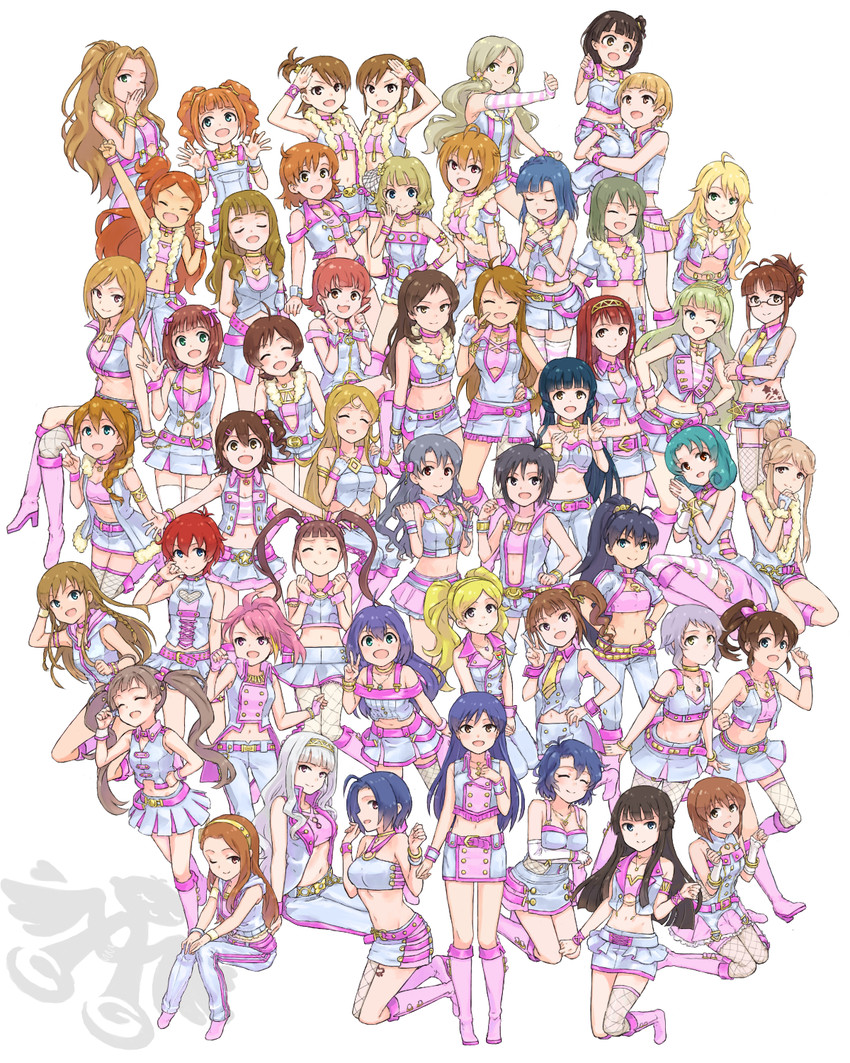 hoshii miki, kisaragi chihaya, amami haruka, kikuchi makoto, shijou takane, and 45 more (idolmaster and 1 more) drawn by himetsuba