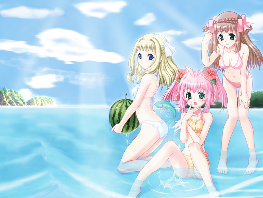 celery periwinkle, sorrel nasturtium, and cherry maple (bistro cupid and 1 more) drawn by pandaki_(aki)