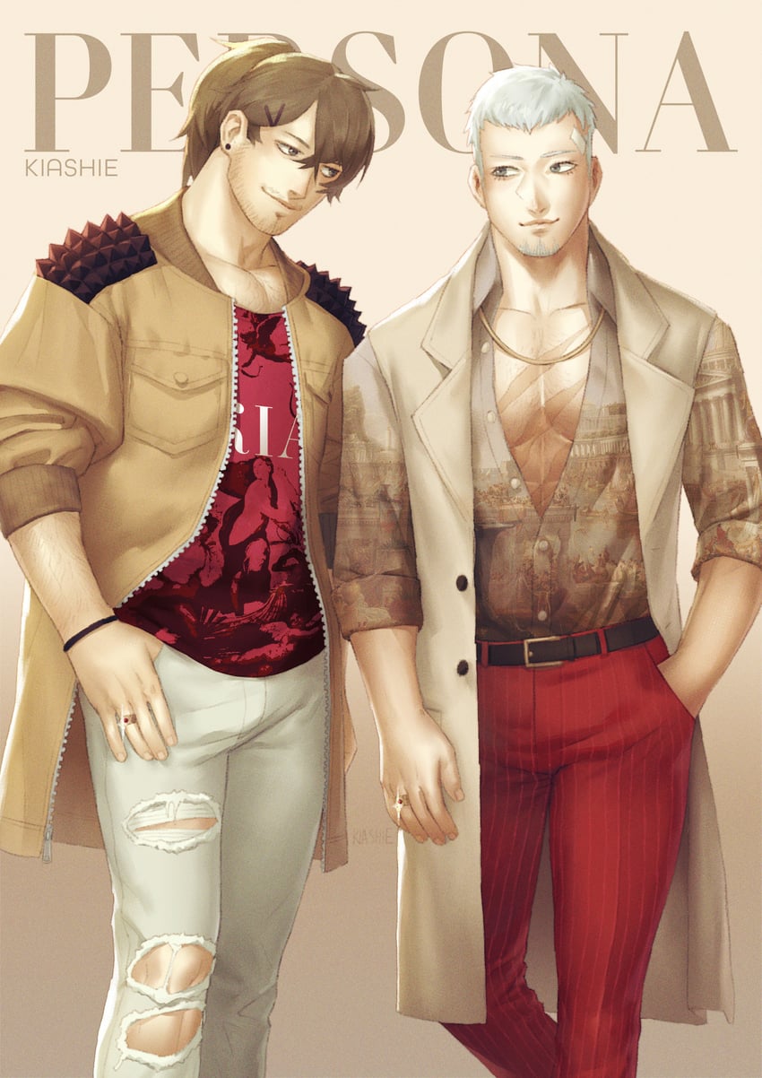 sanada akihiko and aragaki shinjirou (persona and 1 more) drawn by kia_shie