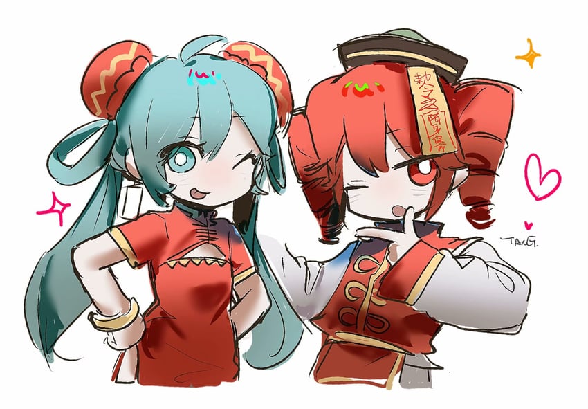 hatsune miku and kasane teto (vocaloid and 2 more) drawn by tanglaoban1225