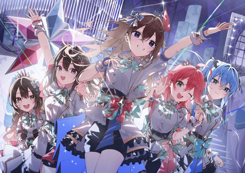hoshimachi suisei, sakura miko, azki, tokino sora, and roboco-san (hololive) drawn by gang_h