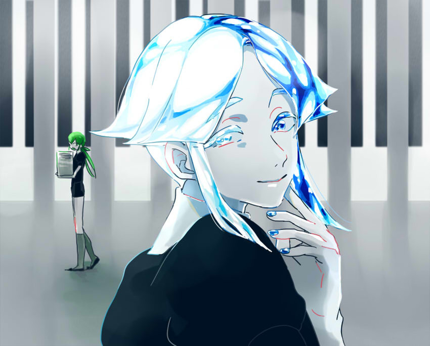 jade and euclase (houseki no kuni) drawn by tezo_(mokka_mk)