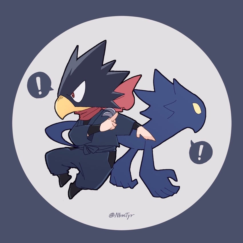 tokoyami fumikage and dark shadow (boku no hero academia) drawn by nbmtyr