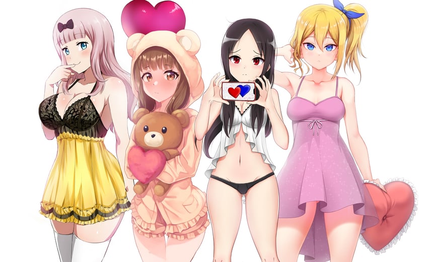 shinomiya kaguya, fujiwara chika, hayasaka ai, and iino miko (kaguya-sama wa kokurasetai ~tensai-tachi no renai zunousen~) drawn by box_wonderland, linatai, roswell_ss, and unsfrau
