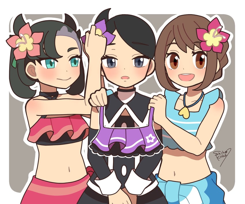marnie, gloria, and marley (pokemon and 2 more) drawn by kokashiho