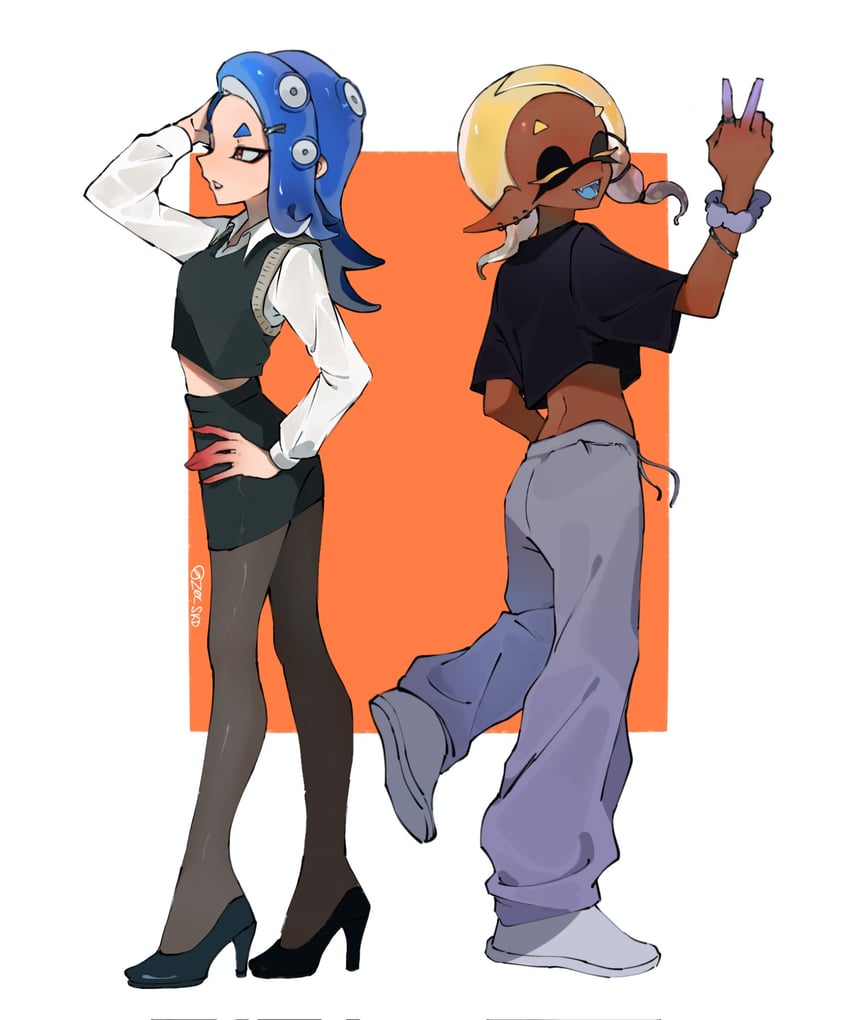 shiver and frye (splatoon and 1 more) drawn by zer_skd