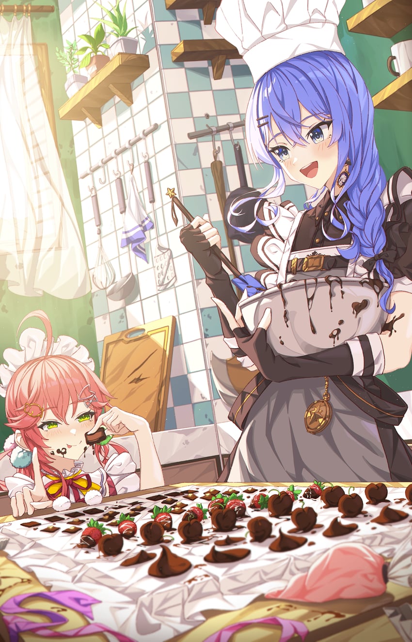 hoshimachi suisei and sakura miko (hololive) drawn by yozora_(1wkdgusdn)