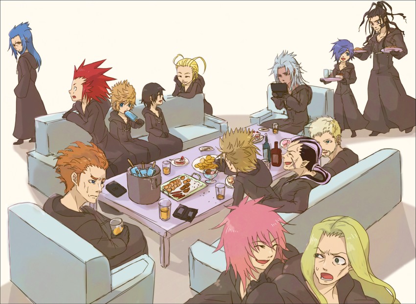 roxas, xion, axel, xemnas, saix, and 9 more (kingdom hearts and 1 more) drawn by akizuno