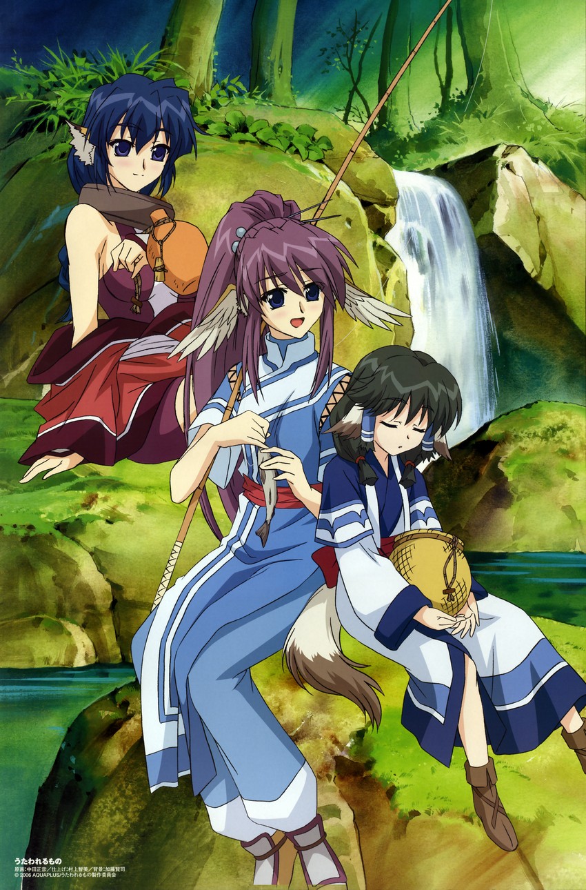 aruruu, karulau, and touka (utawarerumono and 1 more) drawn by nakata_masahiko