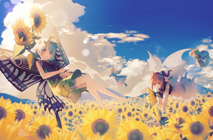 eternity larva and sunflower fairy (touhou) drawn by oito_(bowstringsmall)