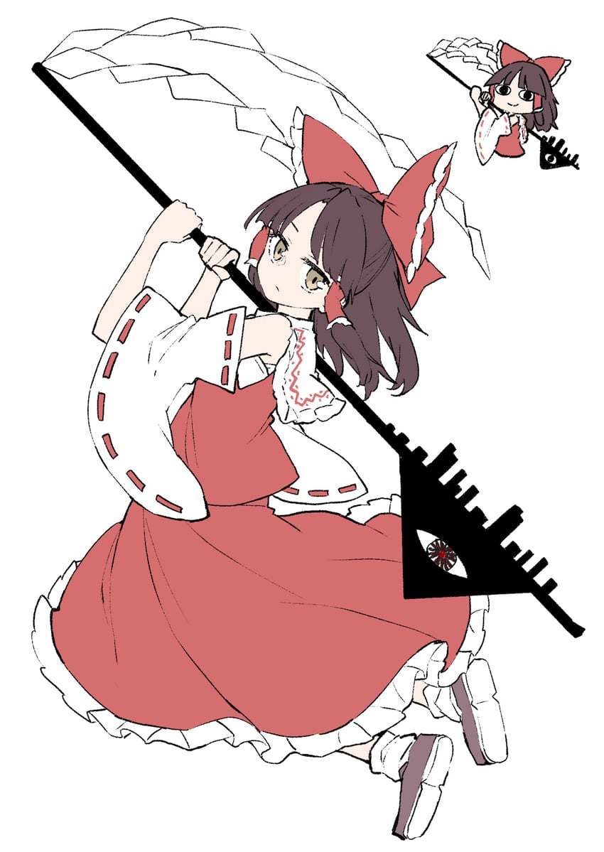 hakurei reimu (touhou and 1 more) drawn by deetamu