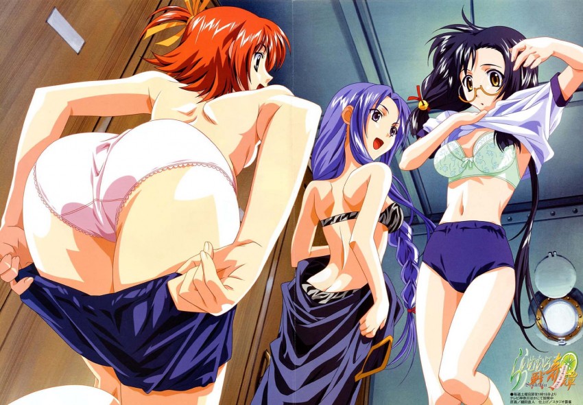 sanada momen, honda sarasa, and fukushima kinu (megami magazine and 1 more) drawn by hosoda_naoto