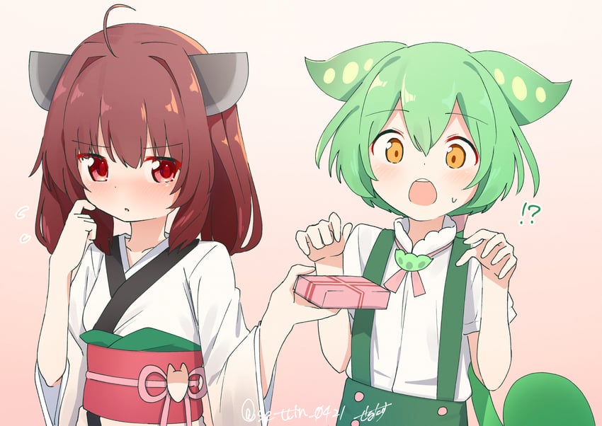 touhoku kiritan and zundamon (voiceroid and 1 more) drawn by sechin