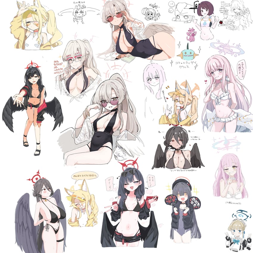 mika, toki, seia, hasumi, nessa, and 8 more (blue archive and 4 more) drawn by wayanut