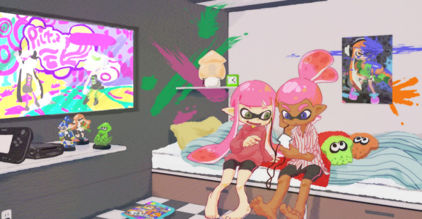 inkling player character, inkling girl, callie, marie, and inkling boy (splatoon and 2 more) drawn by okiza_yuuri