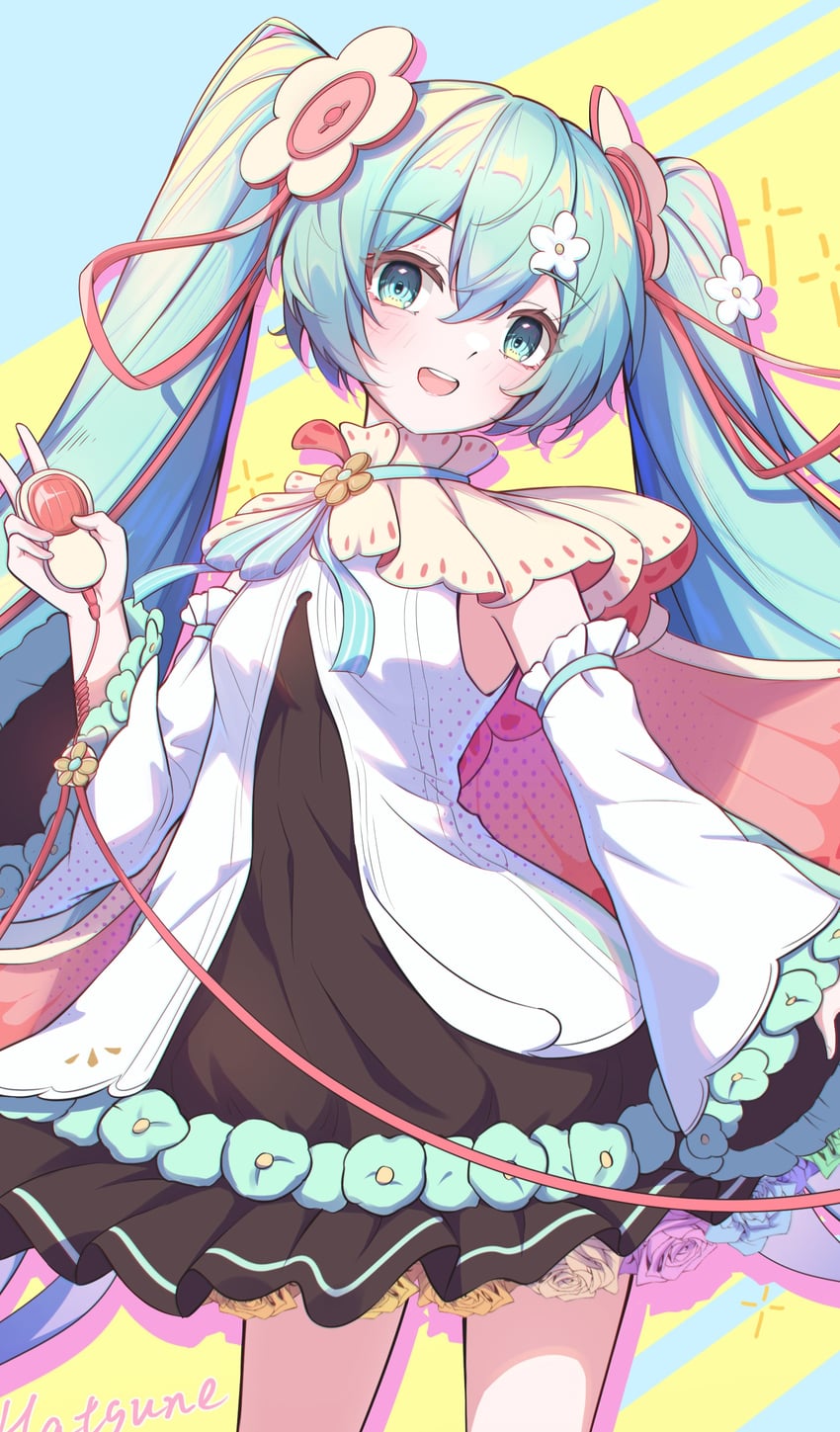 hatsune miku and magical mirai miku (vocaloid and 1 more) drawn by lingerain