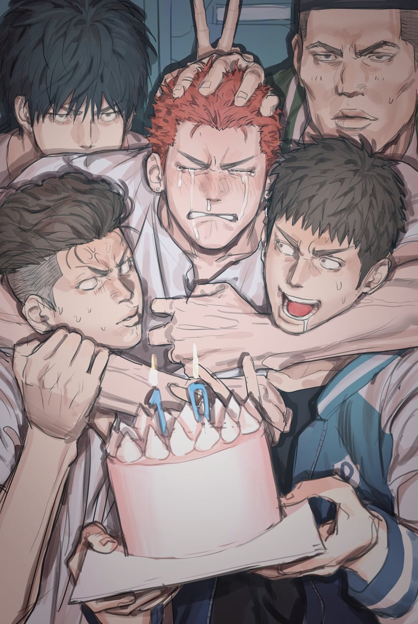 sakuragi hanamichi, rukawa kaede, miyagi ryouta, mitsui hisashi, and akagi takenori (slam dunk) drawn by chamuring