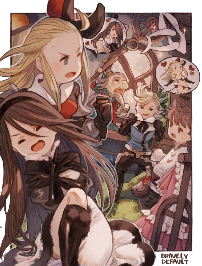 edea lee, agnes oblige, ringabel, tiz arrior, and yulyana (bravely default and 1 more) drawn by irono16