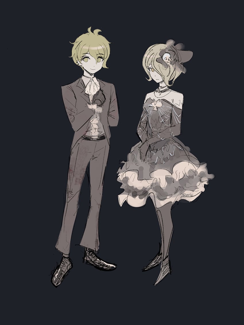 amami rantaro and tojo kirumi (danganronpa and 1 more) drawn by qosic